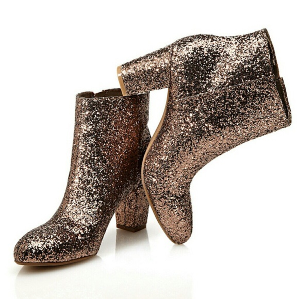 Rose Gold Glitter Ankle Boots